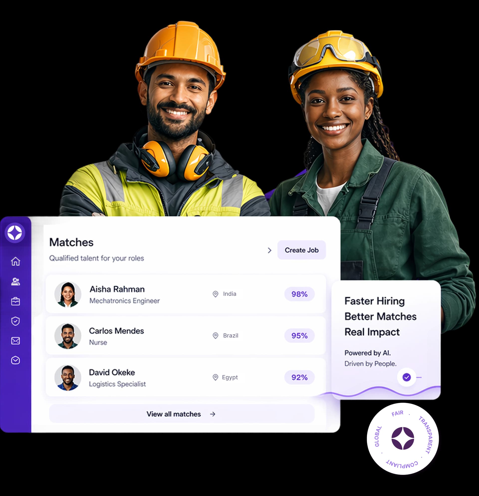 TalentSure international recruitment platform – diverse skilled workers matched to roles in real time, with compliance and transparency built in